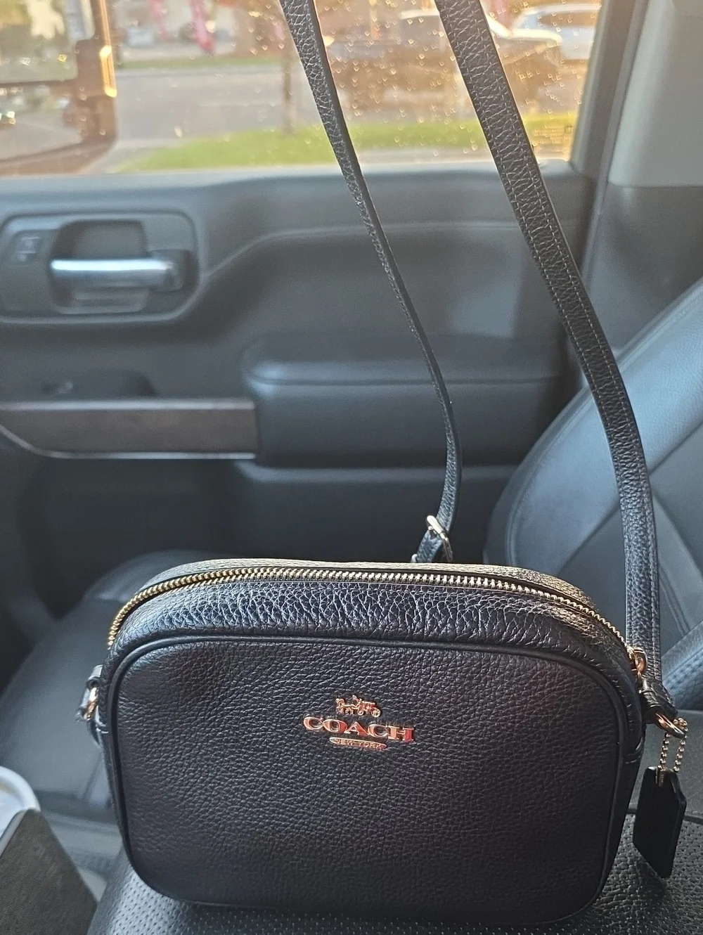 Coach Black Pebbled Leather Crossbody with Gold Hardware